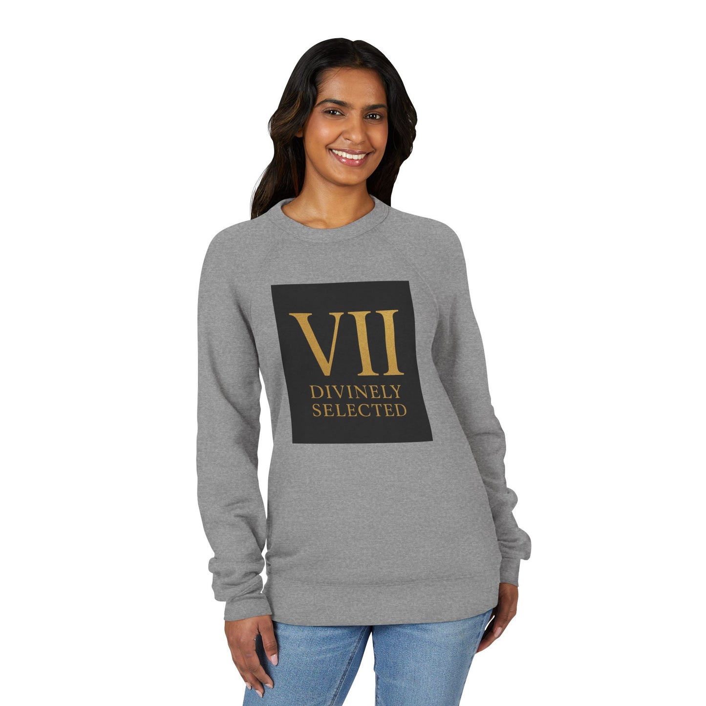 Divinely Selected Raglan Sweatshirt for Spiritual Comfort, Unisex Casual Wear, Cozy Gift for Friends, Minimalist Style
