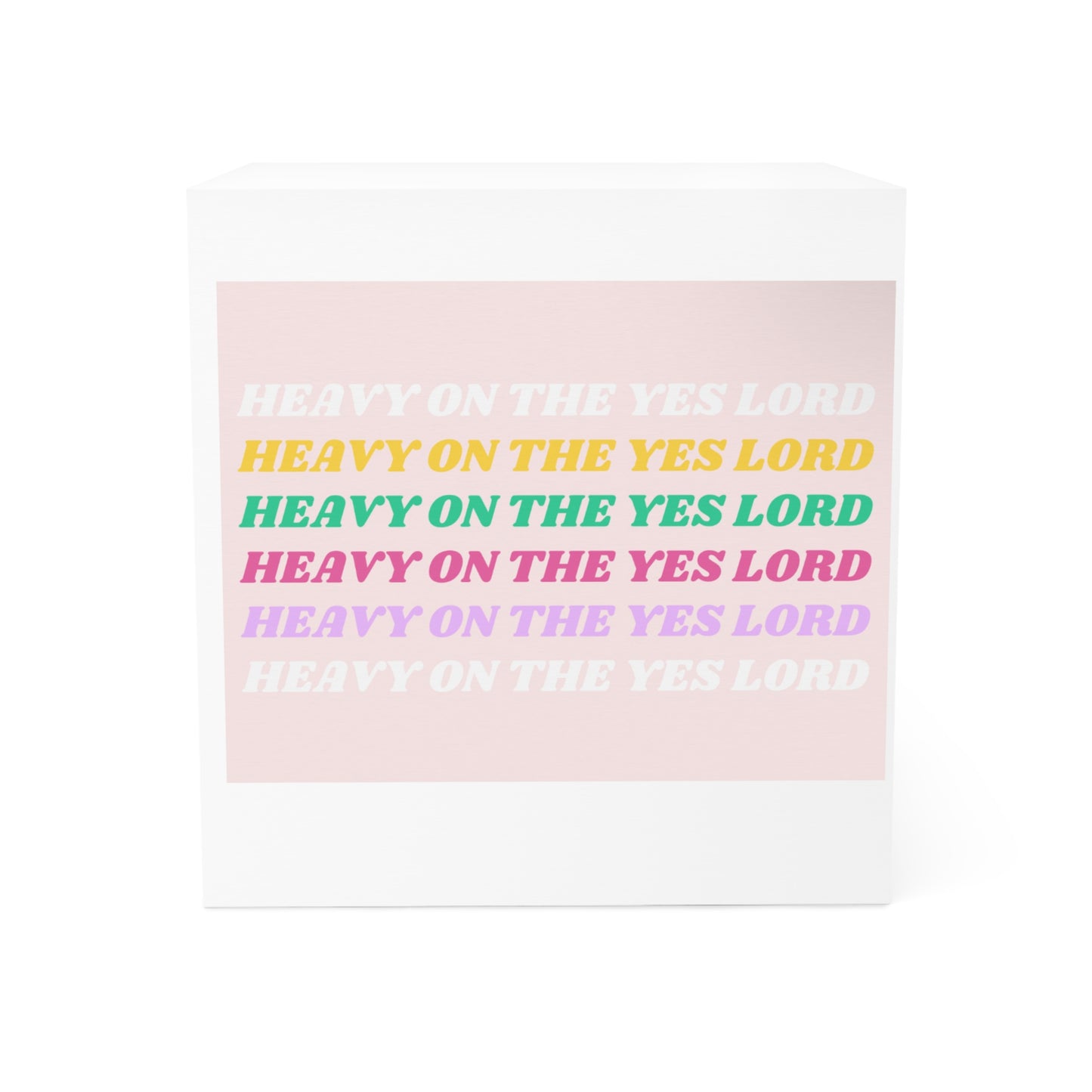 Inspirational Note Cube - Heavy on the Yes Lord, Desk Organizer, Gift for Students, Colorful Sticky Notes, Motivation Supplies